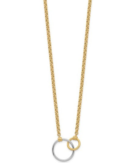 10K Tow Tone Polished Link Necklace - 18"