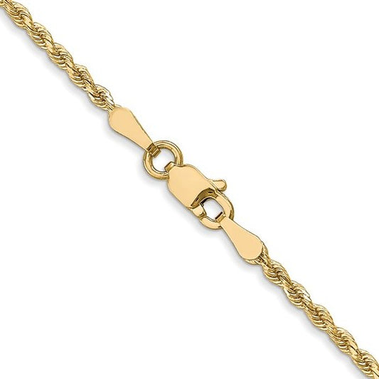 10K Yellow Gold 2mm Diamond Cut Rope Chain - 20"