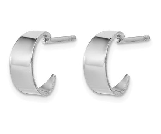 Sterling Silver Rhodium Plated Polished C-Hoop Post Earrings