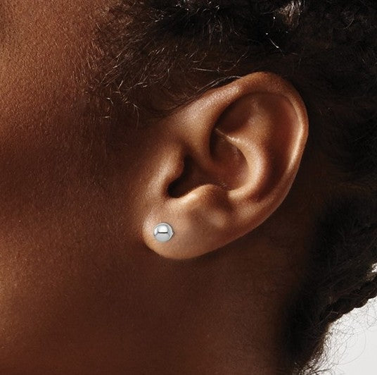 Sterling Silver Rhodium Plated 5mm Polished Ball Post Earrings