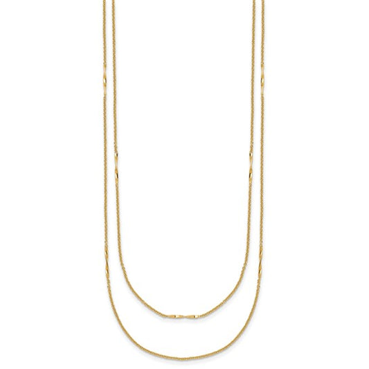 14K Yellow Gold Two Strand Twisted Bar Necklace