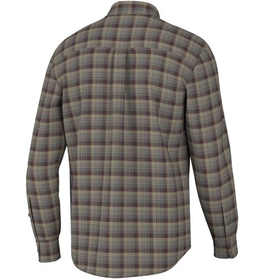 Local Boy Gardner Stretch Flannel in Tan, Garnet, & Navy
