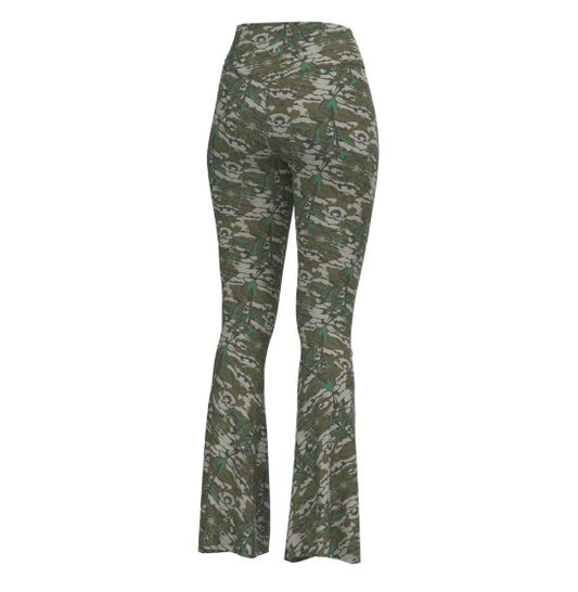 Local Girl Flare Leggings in Green Leaf