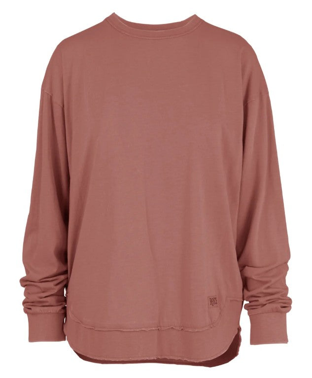Fit For Fall Long Sleeve Vintage Washed Poncho Tee in Copper