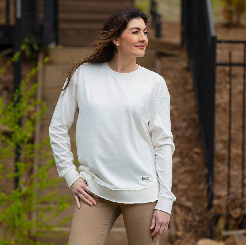 Fit For Fall Long Sleeve Vintage Washed Poncho Tee in Ivory