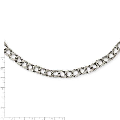 Stainless Steel Polished Square Curb Link Necklace - 24"