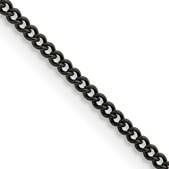 Black Stainless Steel 2.25mm Round Curb Chain - 22"
