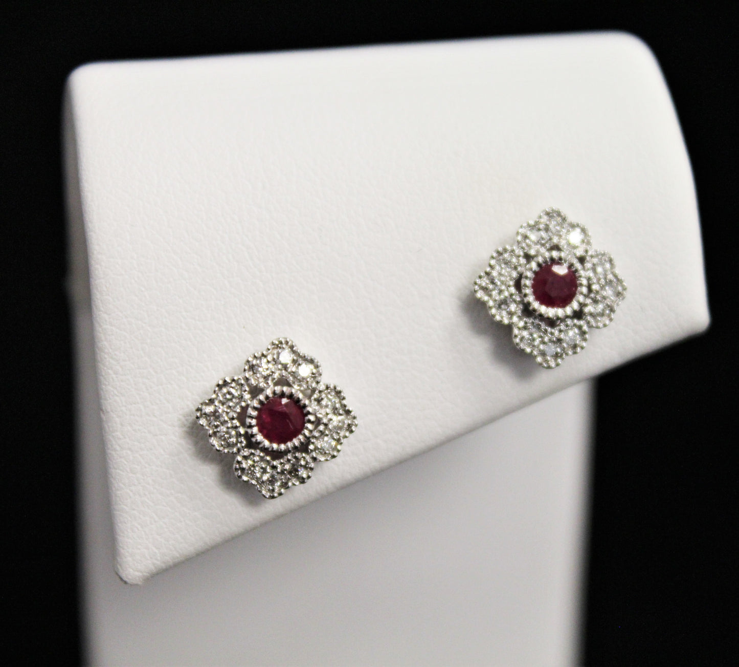 10K White Gold Diamond & Red Stone Necklace - .15CT