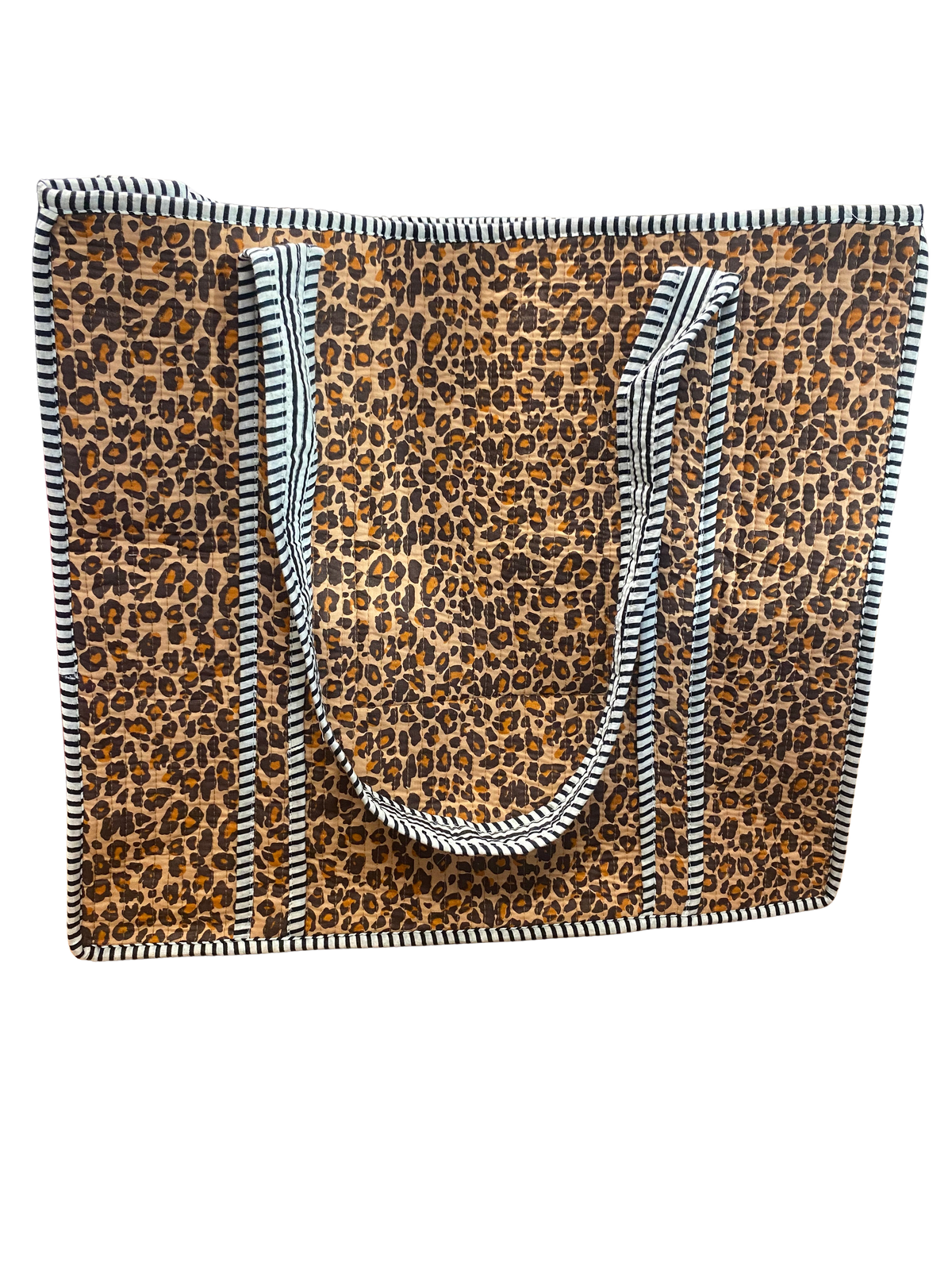 TB200 Leopard & Stripes Large Quilted Tote Bag 0