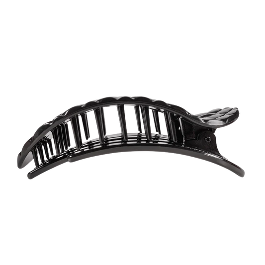 Teleties Quilted Large Flat Round Hair Clip - Jet Black