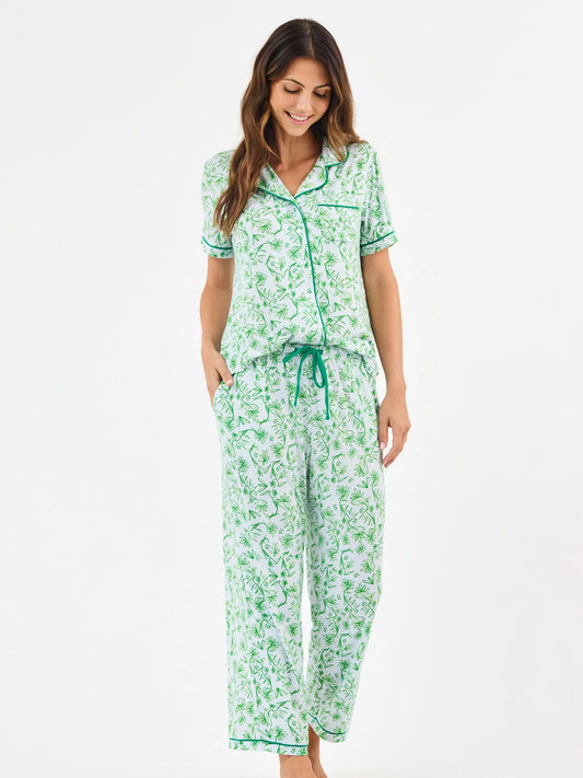 71304 Mary Square Women's Charlotte Pants Set Laurel Blooms Light Blue