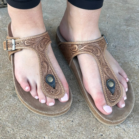 Sadie Mesa Hand-Tooled Sandals