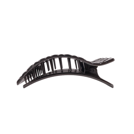 Teleties Quilted Medium Flat Rectangle Hair Clip - Jet Black