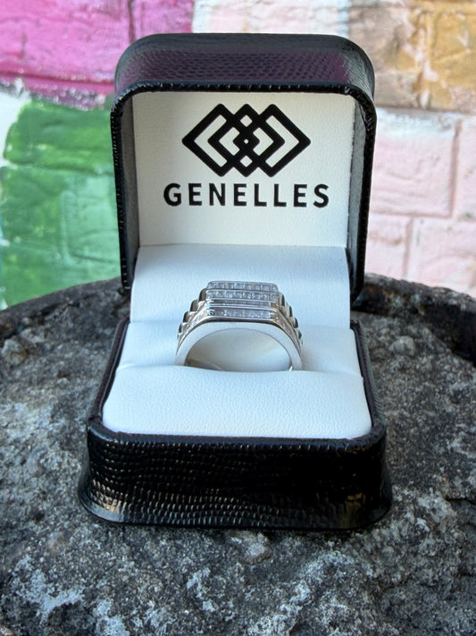 Sterling Silver Men's CZ Baguette Ring Size 10 0