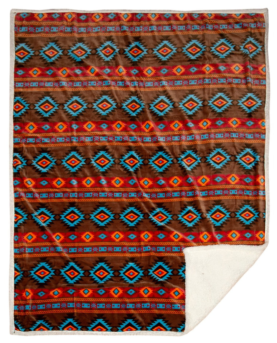 Wrangler Southwest Horizon Sherpa Fleece Throw Blanket