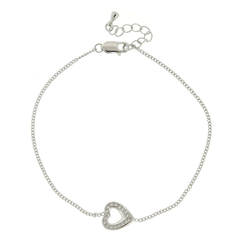 Sterling Silver Open Heart Bracelet