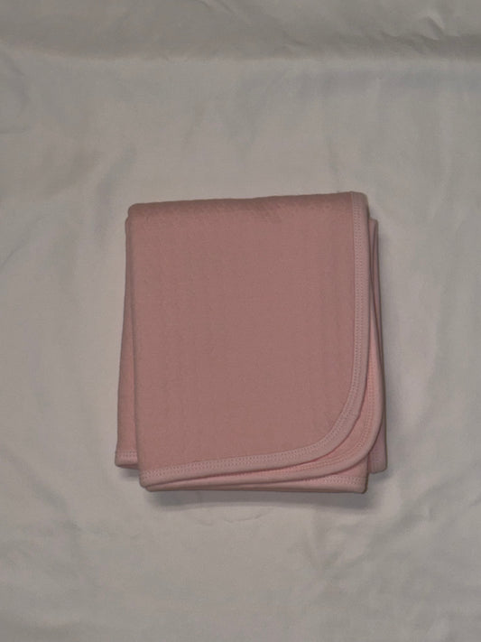 Baby Receiving Blankets with Pearl Quilted Design in Pink, White, or Blue