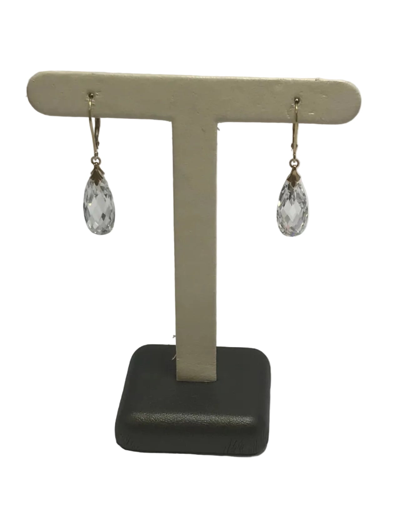 U 43556 14K YG Crystal Teardrop Lever Back Dangle Earrings