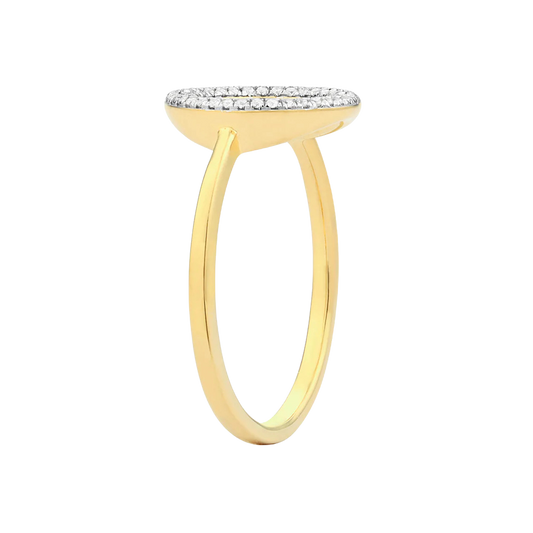 Ella Stein Sterling Silver Gold Plated .10CTTW Diamond Circle Ring