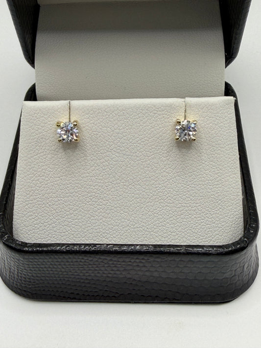 EM1006S-075-LG 14K 3/4CTW Lab Grown Diamond VS/SI+ G+ Screwback Earrings Yellow Gold 0