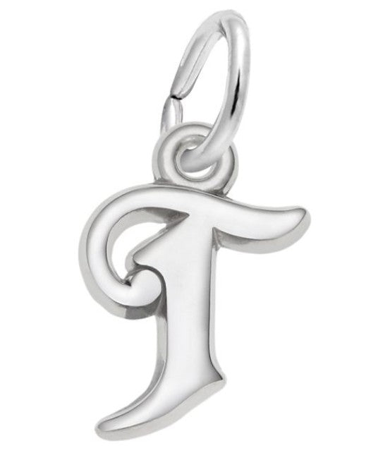 Curly Initial T Charm - Rembrandt