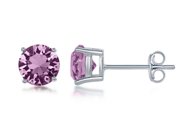 Sterling SIlver 6mm June Light Amethyst Birthstone Stud Earrings