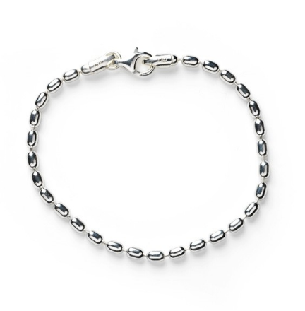 Southern Gates 3mm Sterling Silver Rice Bead Bracelet - 10"