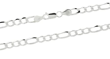 Sterling Silver 5mm Super Light Figaro Bracelet - 8"