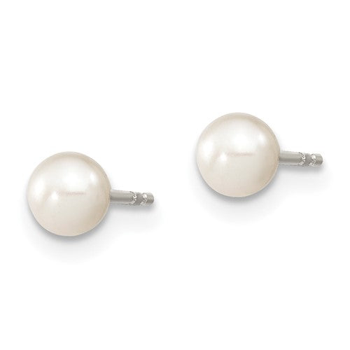 Sterling Silver Freshwater Pearl Round Stud Earrings - 4-5mm