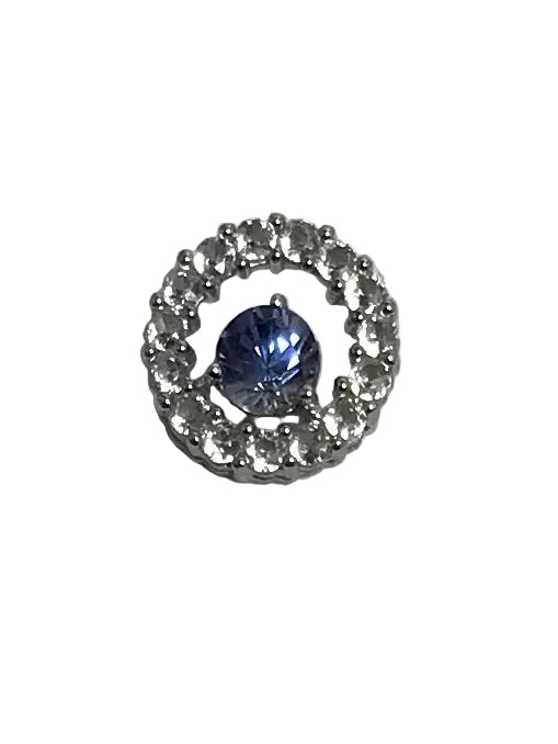 U 31812 10K White Gold Light Purple/Clear Stone Circle Pendant