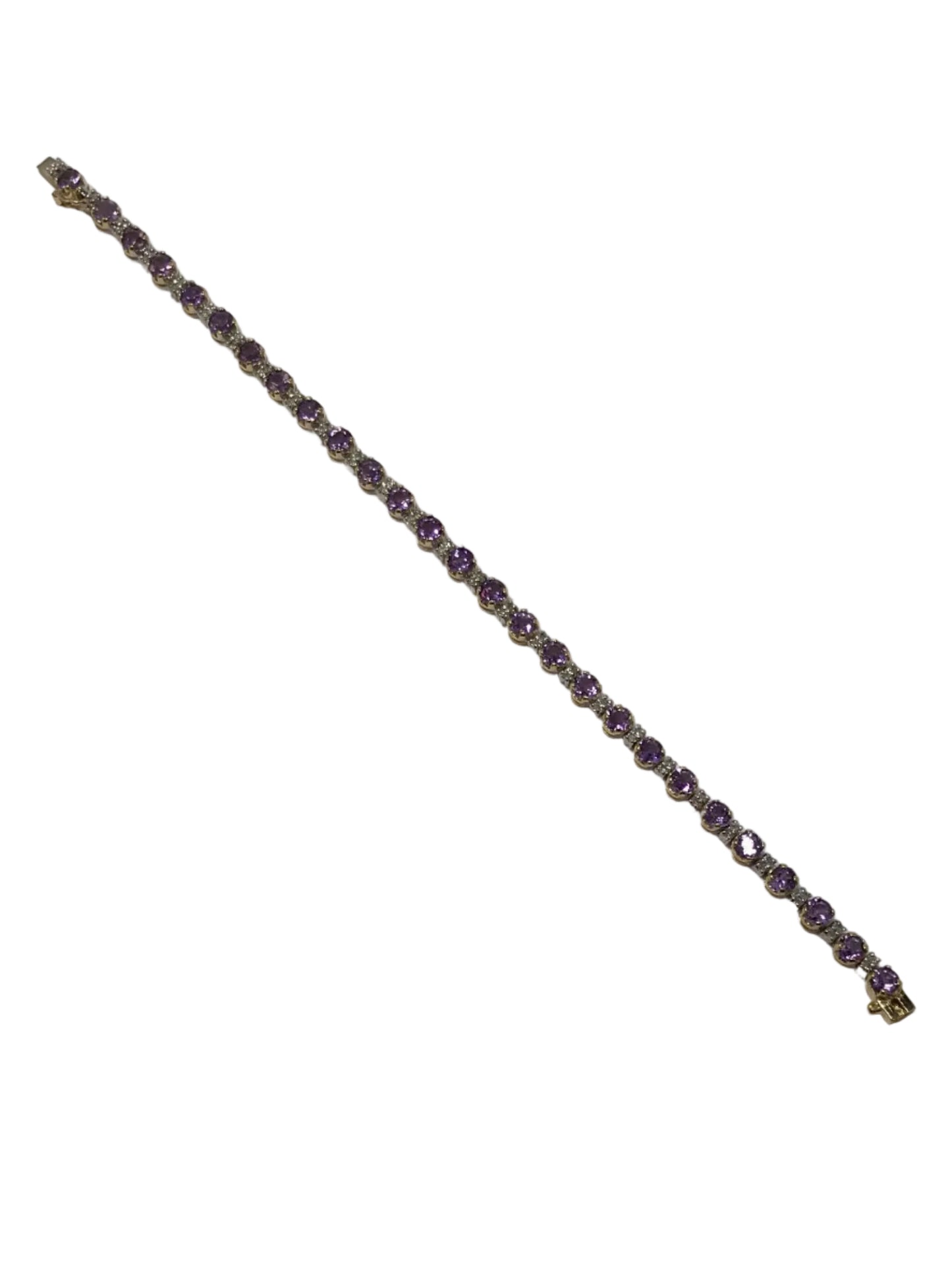 U CKNO12333 14K Yellow Gold Purple/Clear Stone Bracelet