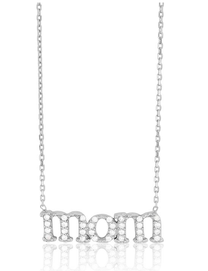Sterling Silver Cubic Zirconia MOM Necklace