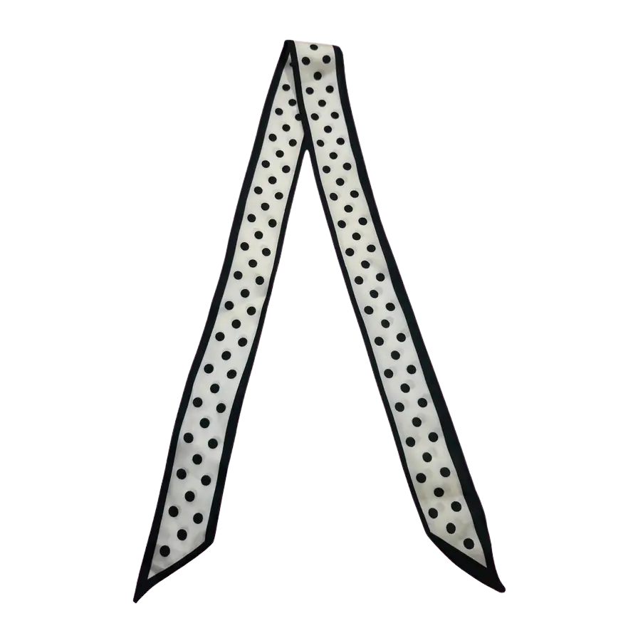 Twilly Scarf White with Black Polka Dots 0