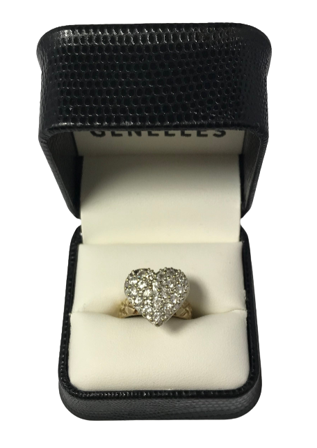 U 155372 10K Yellow Gold CZ Heart Cluster Ring with Nugget Band