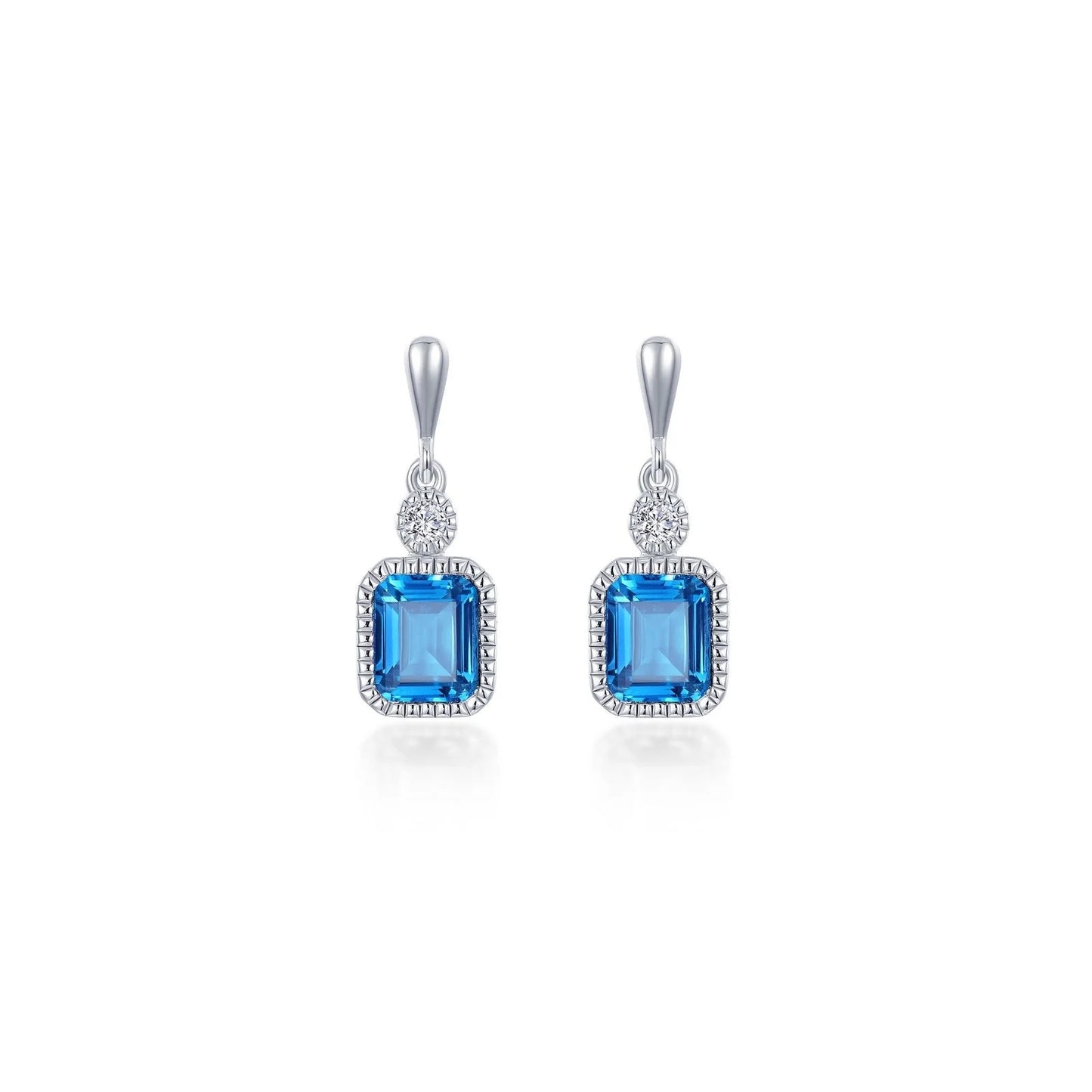 BE007DAP00 Lafonn Sterling Silver Simulated Diamond and Birthstone Emarald Cut Earrings