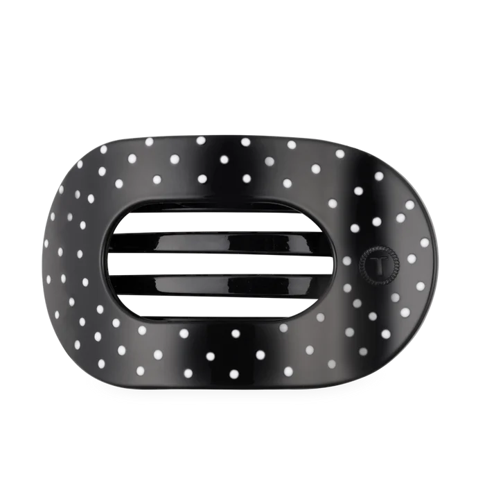 TT-FCL01-270 Teleties Black Polka Dot Party Large Flat Clip 0