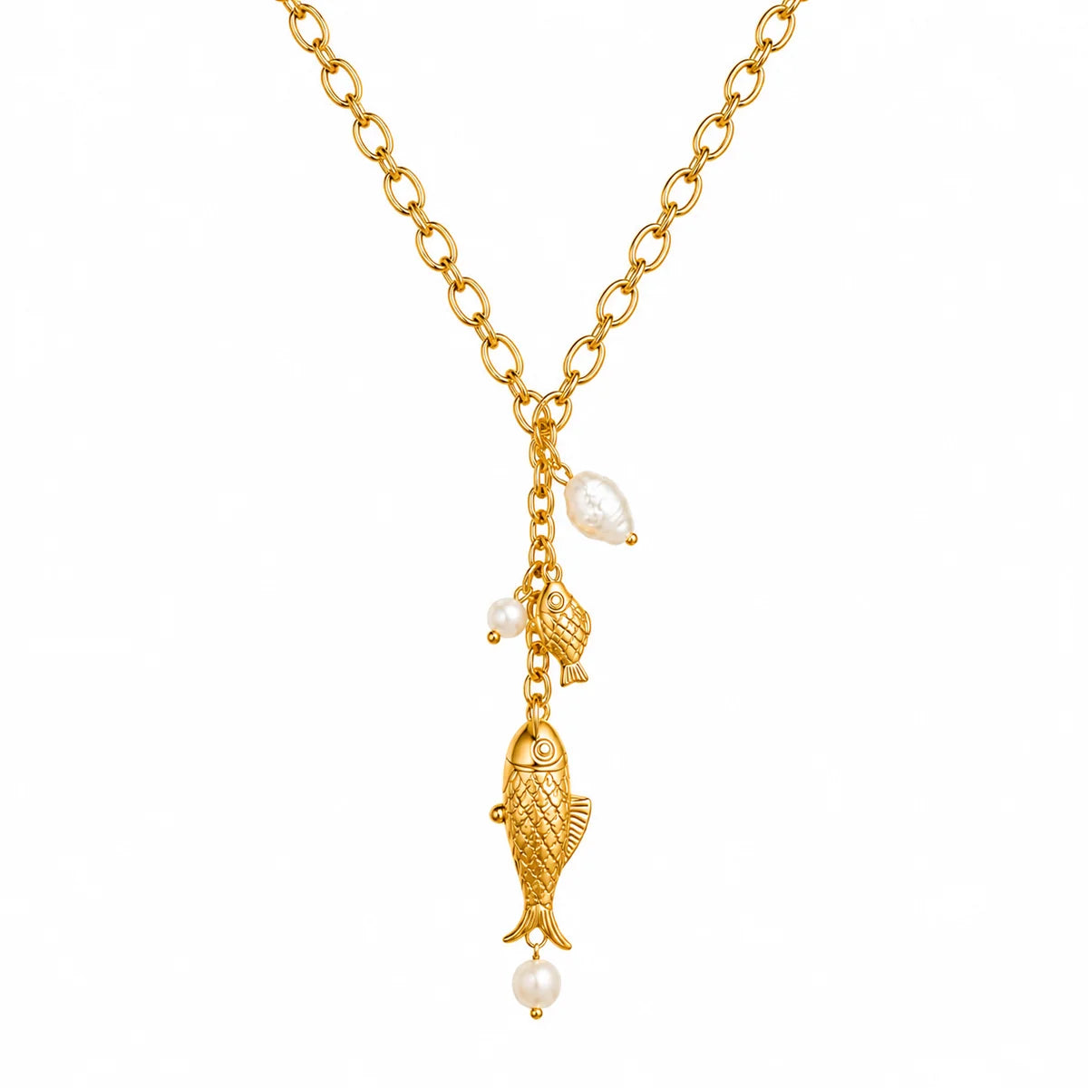 411 Ellie Vail Waterproof Gold-Plated Stainless-Steel Amity Fish Lariat Necklace