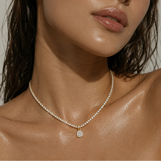134 Ellie Vail Waterproof Gold-Plated Stainless-Steel Phoebe Tennis Pendant Necklace