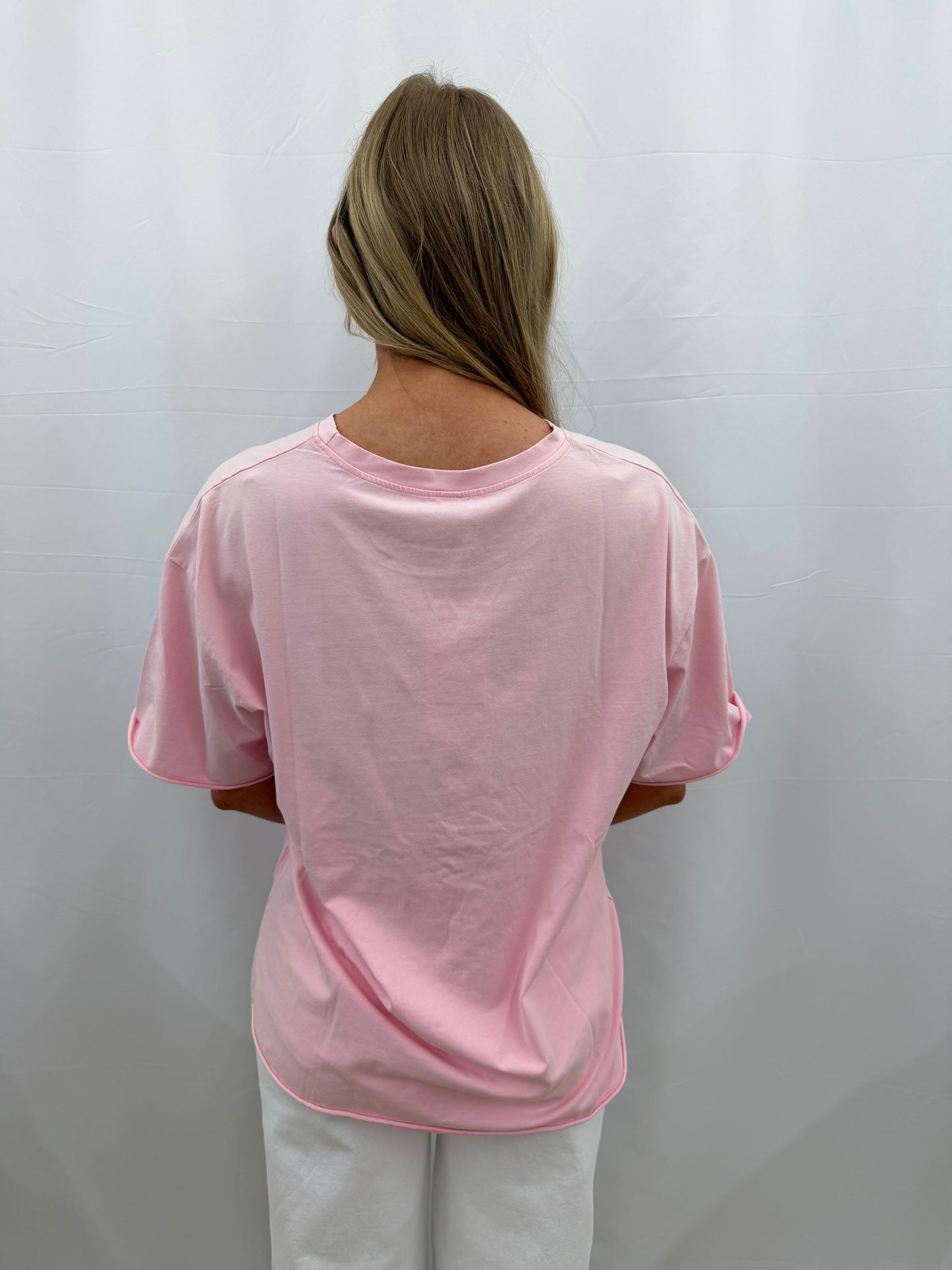 7821-B Southern Grace Pink Boxy Short Sleeve Tee
