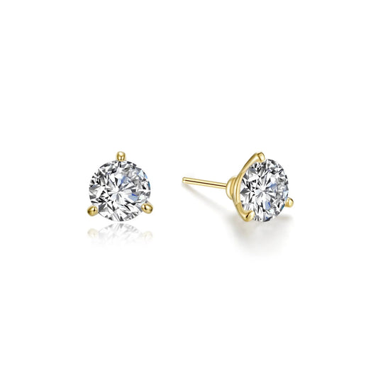E0206CLG Lafonn Gold Plated Sterling Silver and Sterling Silver 1.0CTW 3PRNG MART