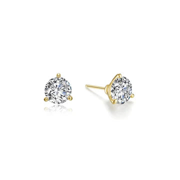 E0405CL Lafonn Gold Plated Sterling Silver and Sterling Silver .50CTW 3 Prong Martini Stud Earrings