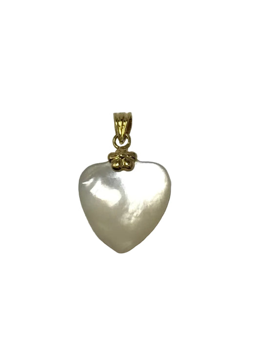 U 14K Yellow Gold White Stone Heart Earring and Pendant Set