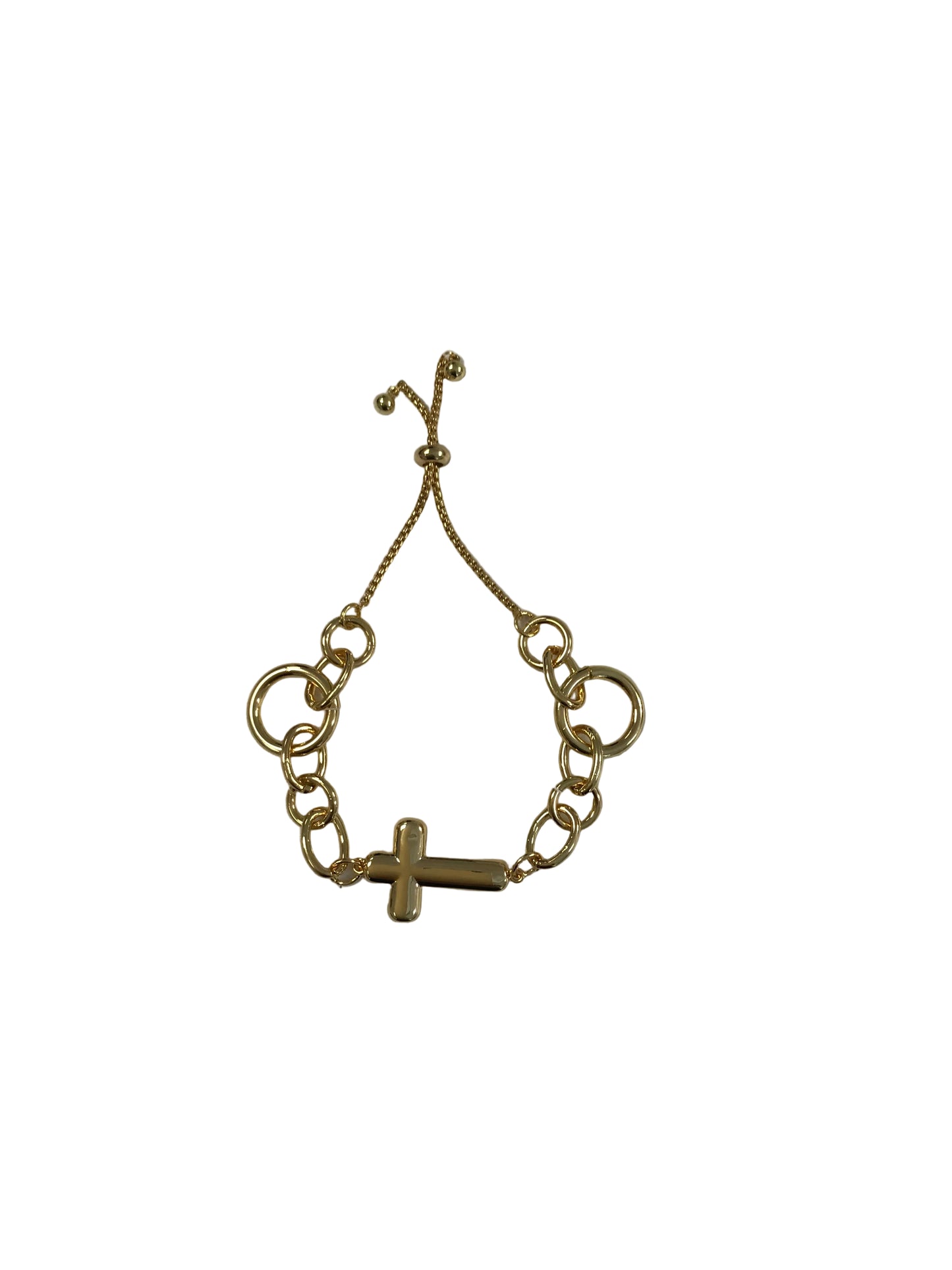JM6801B-3 Jane Marie Golden Impression Bracelet 5"10" Around Pulley Adjustable 18k YG Plated