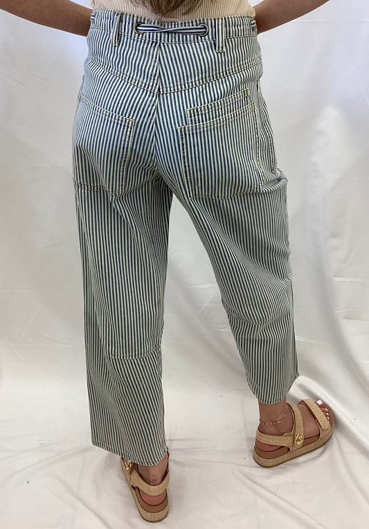 EB56216 Easel Blue/Off White Striped Washed Pant