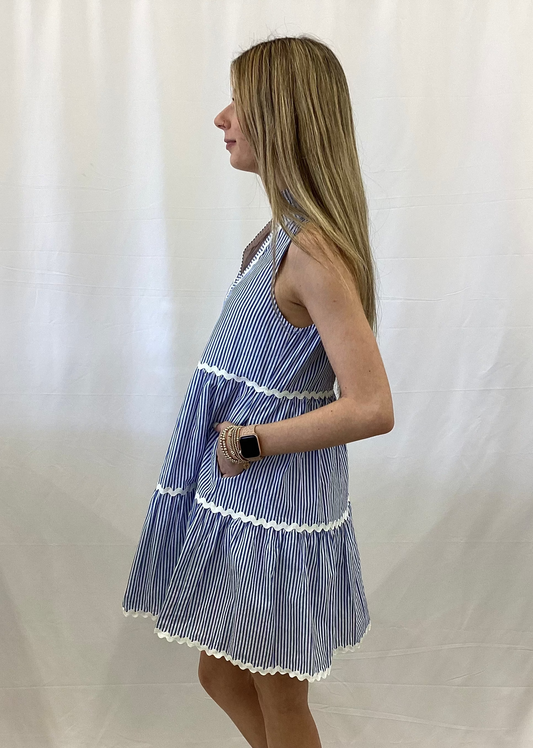PP-0126-YTH-DRS-CSTL-PREP-BLU Youth Simply Southern Seersucker Dress
