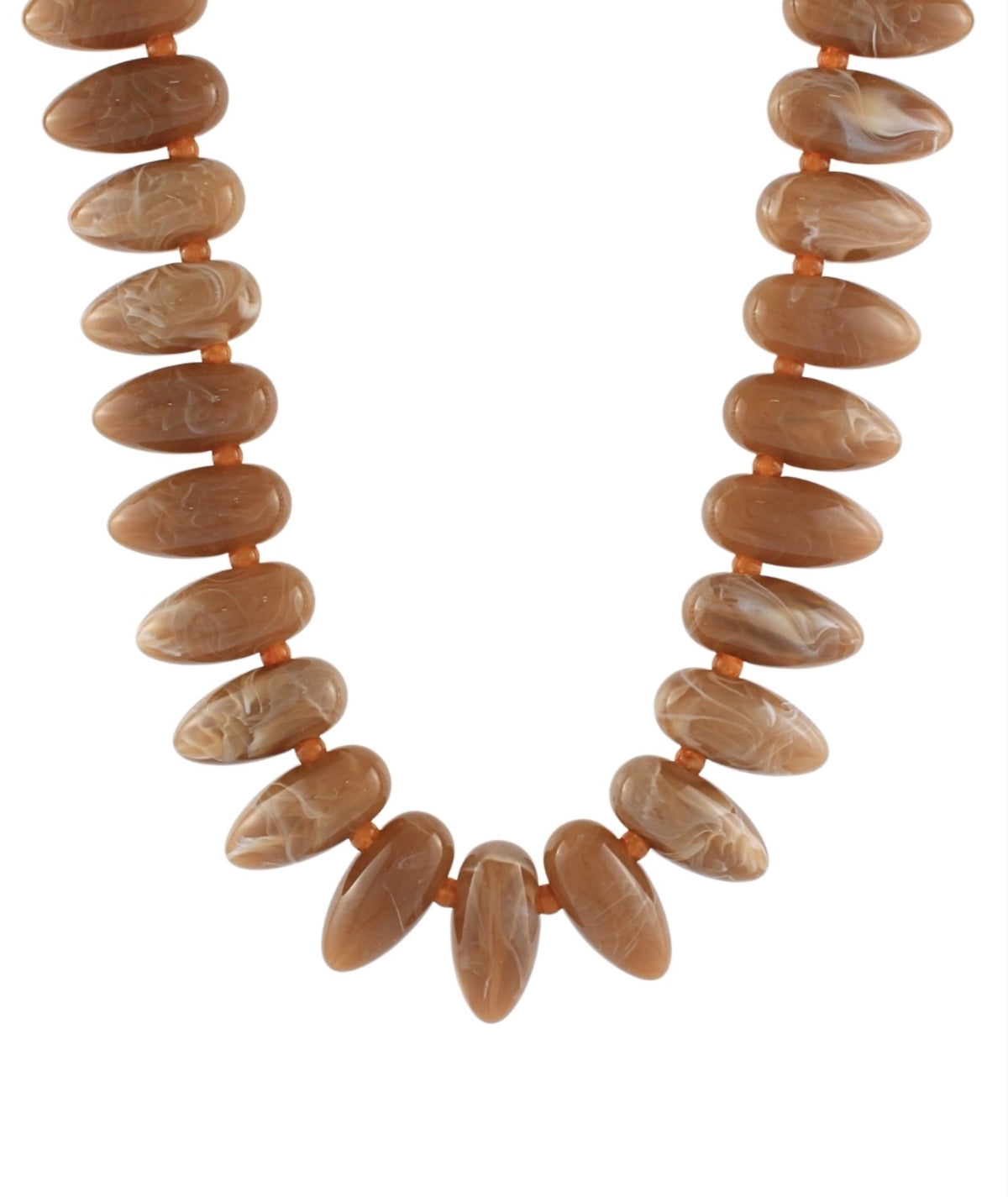 NN88709-006 Fashion Jewelry Marble Pebble Bead Necklace Taupe 0