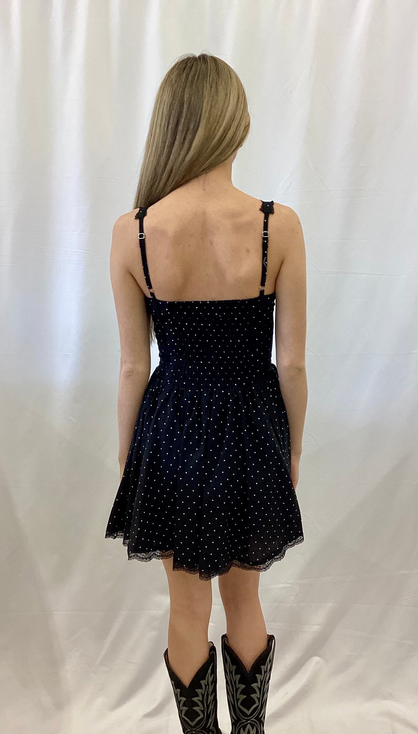 PP-0126-DRS-DOTS-BLACK Simply Southern Black Polka Dot Dress