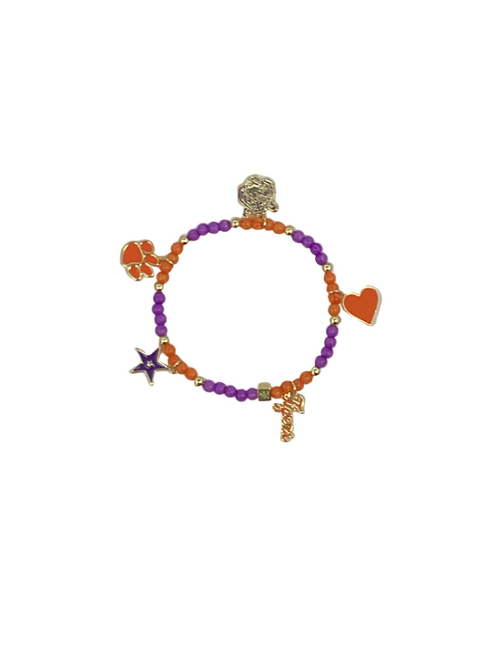 75824 Michelle McDowell Clemson Beaded Charm Bracelet