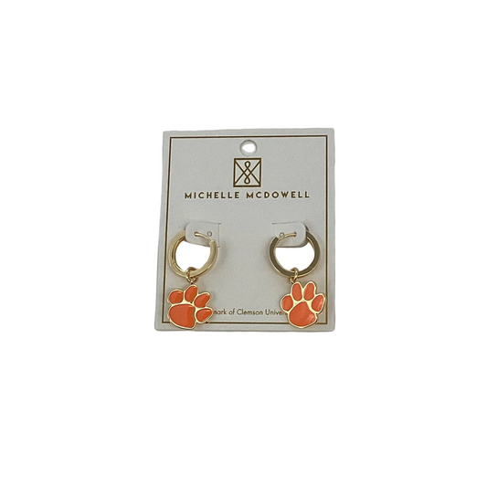 75813 Michelle McDowell Clemson Paw Dangle Earrings