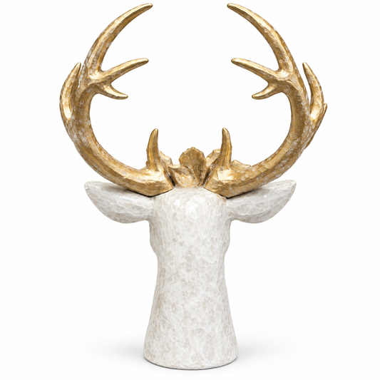 MX204212 Ganz Deer Bust with Flower Crown Statue Resin Gold/Ivory 0
